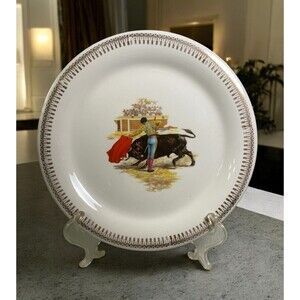 VTG Lofisa Matador Luncheon Plate Bull Fighter Vintage Guadalajara Mexico 9”